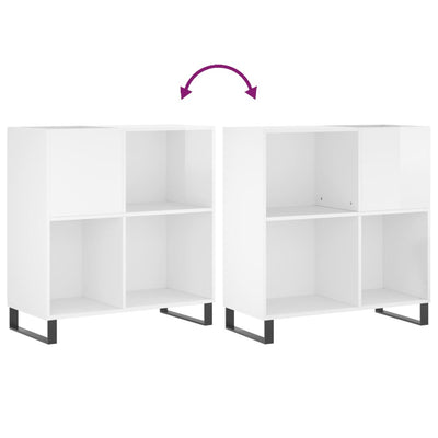 LP-levyjen säilytyskaappi korkeakiilto valk. 84,5x38x89 cm puu