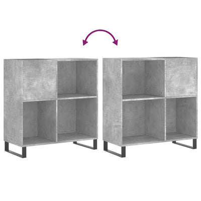 LP-levyjen säilytyskaappi betoninharmaa 84,5x38x89 cm puu