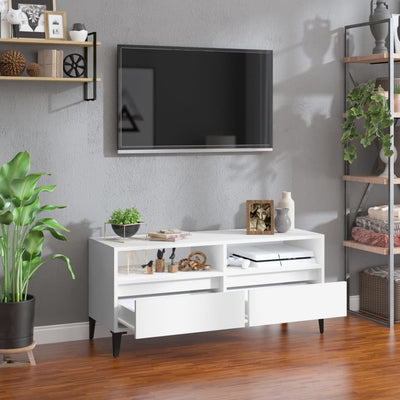 TV-taso valkoinen 100x34,5x44,5 cm tekninen puu