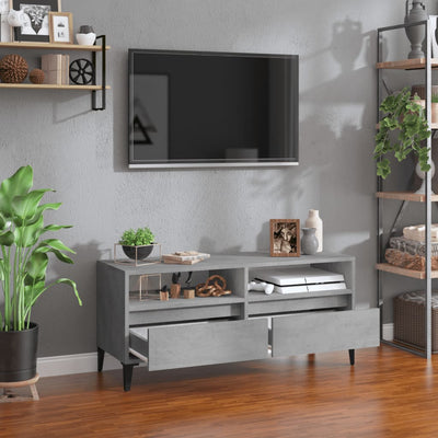 TV-taso betoninharmaa 100x34,5x44,5 cm tekninen puu