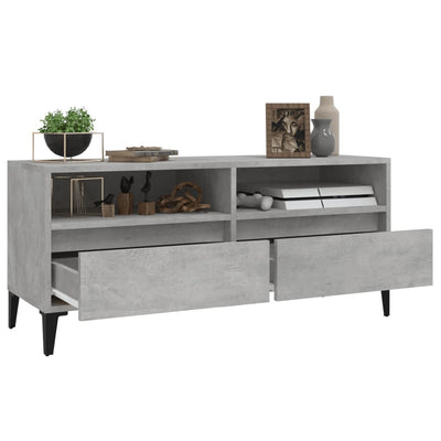 TV-taso betoninharmaa 100x34,5x44,5 cm tekninen puu