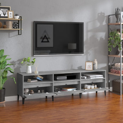 TV-taso betoninharmaa 150x30x44,5 cm tekninen puu