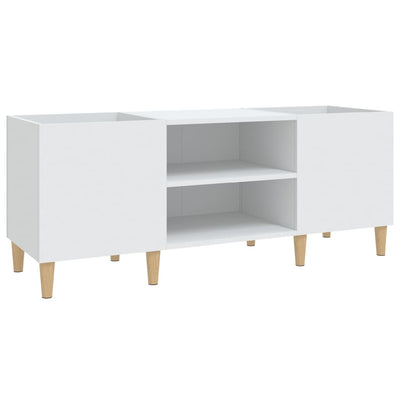 LP-levyjen säilytyskaappi valkoinen 121x38x48 cm tekninen puu