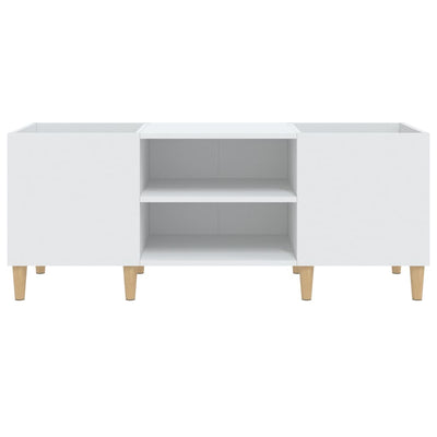 LP-levyjen säilytyskaappi valkoinen 121x38x48 cm tekninen puu