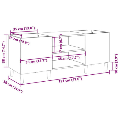 Valkoinen lp-levyjen säilytyskaappi Antonina 121x38x48cm (puinen)