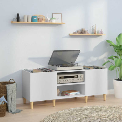 Valkoinen lp-levyjen säilytyskaappi Antonina 121x38x48cm (puinen)