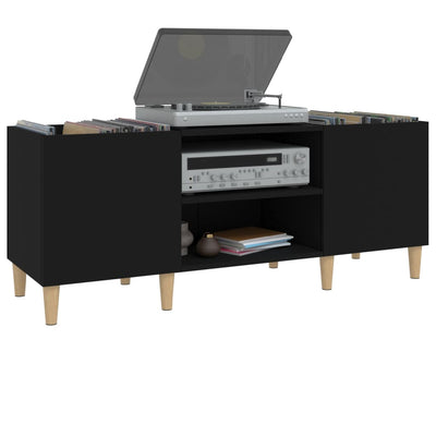 LP-levyjen säilytyskaappi musta 121x38x48 cm tekninen puu