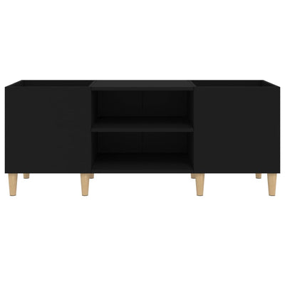 LP-levyjen säilytyskaappi musta 121x38x48 cm tekninen puu