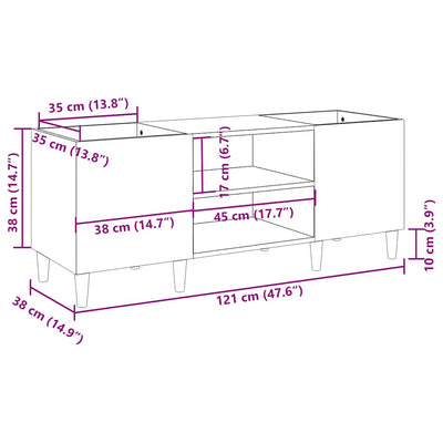 Musta lp-levyjen säilytyskaappi Antonina 121x38x48cm (puinen)