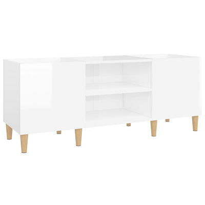 LP-levyjen säilytyskaappi korkeakiilto valk. 121x38x48 cm puu