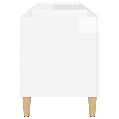 LP-levyjen säilytyskaappi korkeakiilto valk. 121x38x48 cm puu