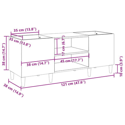 Valk lp-levyjen säilytyskaappi Antonina 121x38x48cm (korkeakiilto, puu)