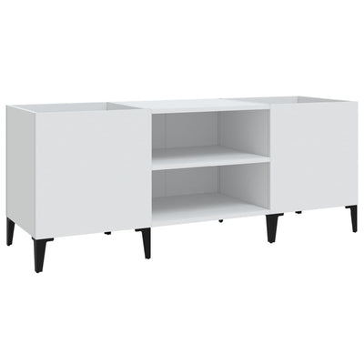 LP-levyjen säilytyskaappi valkoinen 121x38x48 cm tekninen puu