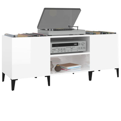 Valkoinen lp-levyjen säilytyskaappi Istene 121x38x48cm (puinen)