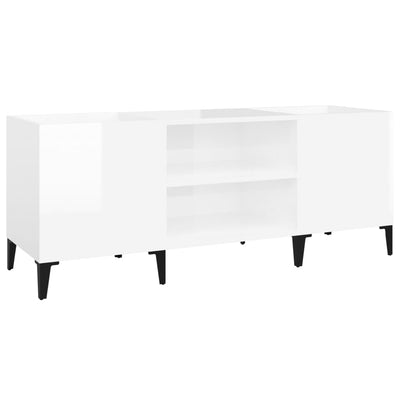 LP-levyjen säilytyskaappi korkeakiilto valk. 121x38x48 cm puu