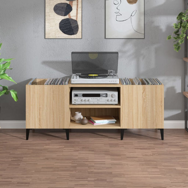 LP-levyjen säilytyskaappi Sonoma-tammi 121x38x48 cm puu
