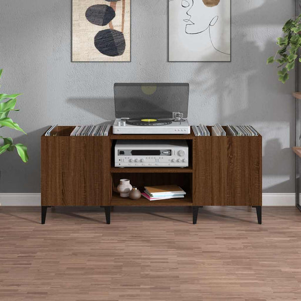 LP-levyjen säilytyskaappi ruskea tammi 121x38x48 cm puu
