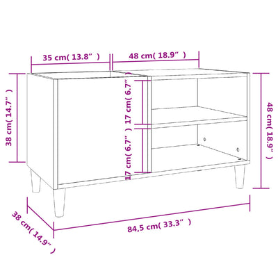 LP-levyjen säilytyskaappi valkoinen 84,5x38x48 cm tekninen puu