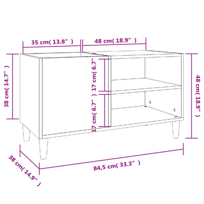 LP-levyjen säilytyskaappi musta 84,5x38x48 cm tekninen puu