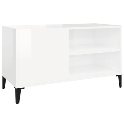 LP-levyjen säilytyskaappi korkeakiilto valk. 84,5x38x48 cm puu