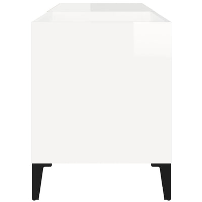LP-levyjen säilytyskaappi korkeakiilto valk. 84,5x38x48 cm puu