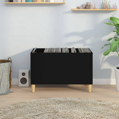 LP-levyjen säilytyskaappi musta 74,5x38x48 cm tekninen puu