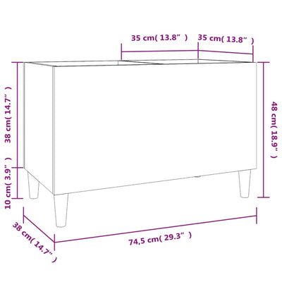 LP-levyjen säilytyskaappi musta 74,5x38x48 cm tekninen puu
