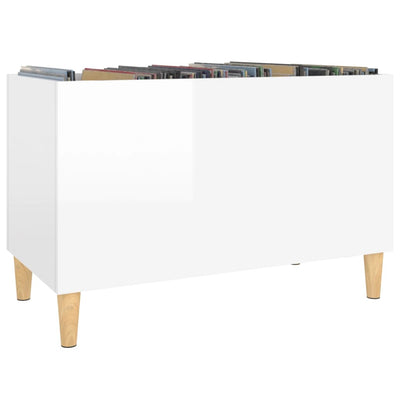LP-levyjen säilytyskaappi korkeakiilto valk. 74,5x38x48 cm puu