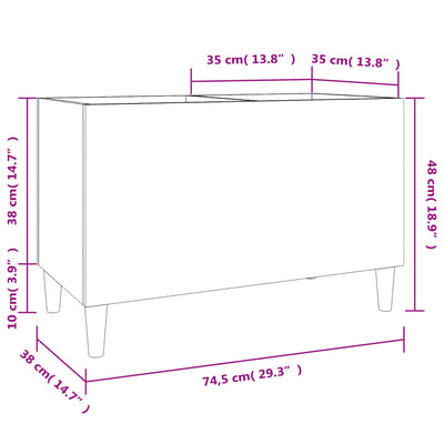 LP-levyjen säilytyskaappi harmaa Sonoma 74,5x38x48 cm puu