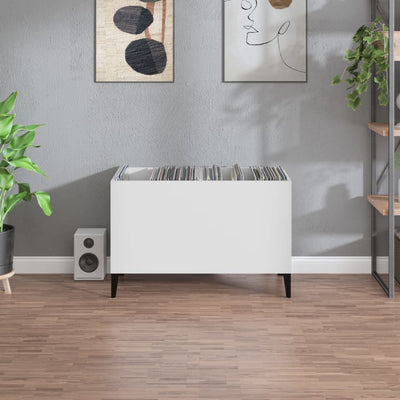 LP-levyjen säilytyskaappi valkoinen 74,5x38x48 cm tekninen puu