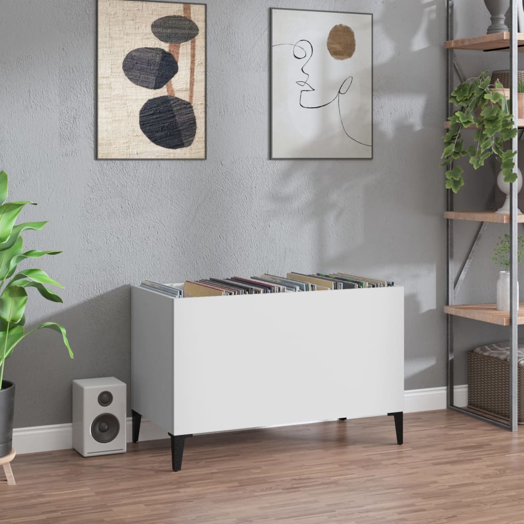 Valkoinen lp-levyjen säilytyskaappi Terezia 74,5x38x48cm (puinen)