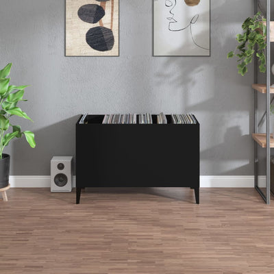 LP-levyjen säilytyskaappi musta 74,5x38x48 cm tekninen puu