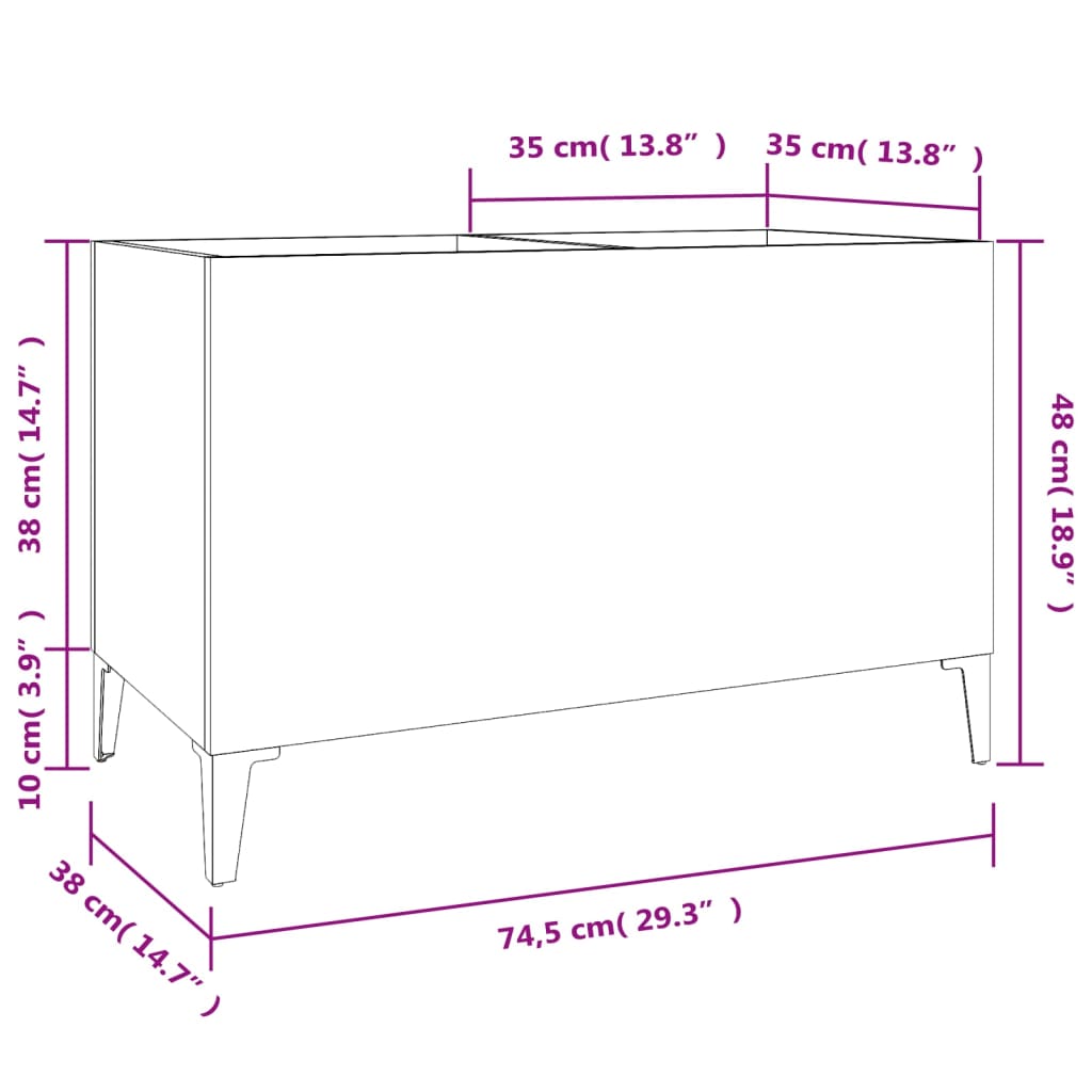 Musta lp-levyjen säilytyskaappi Terezia 74,5x38x48cm (puinen)