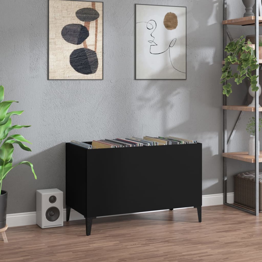 Musta lp-levyjen säilytyskaappi Terezia 74,5x38x48cm (puinen)