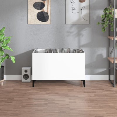 LP-levyjen säilytyskaappi korkeakiilto valk. 74,5x38x48 cm puu
