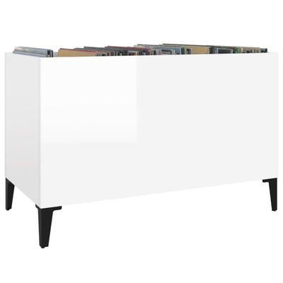 LP-levyjen säilytyskaappi korkeakiilto valk. 74,5x38x48 cm puu
