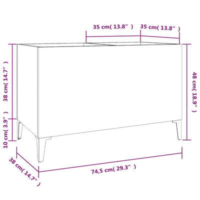 LP-levyjen säilytyskaappi betoninharmaa 74,5x38x48 cm puu