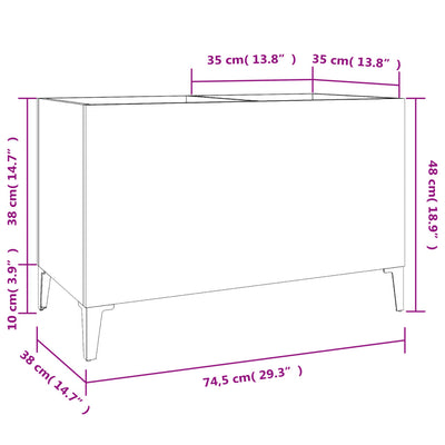 LP-levyjen säilytyskaappi savutammi 74,5x38x48 cm tekninen puu
