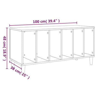 LP-levyjen säilytyskaappi betoninharmaa 100x38x48 cm puu
