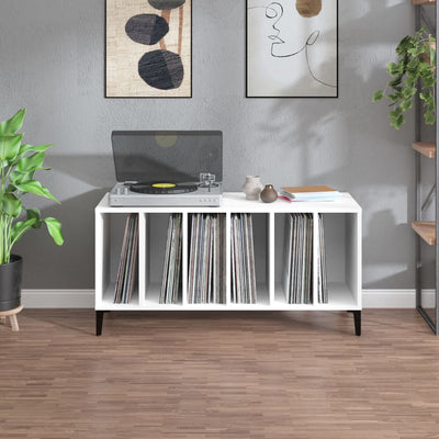 LP-levyjen säilytyskaappi valkoinen 100x38x48 cm tekninen puu