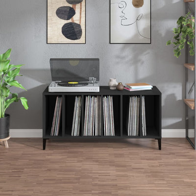 LP-levyjen säilytyskaappi musta 100x38x48 cm tekninen puu
