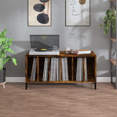 LP-levyjen säilytyskaappi savutammi 100x38x48 cm tekninen puu