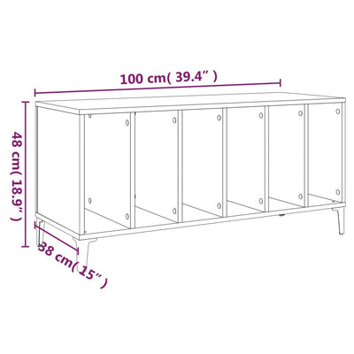 LP-levyjen säilytyskaappi savutammi 100x38x48 cm tekninen puu