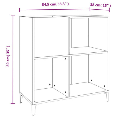 LP-levyjen säilytyskaappi savutammi 84,5x38x89 cm tekninen puu