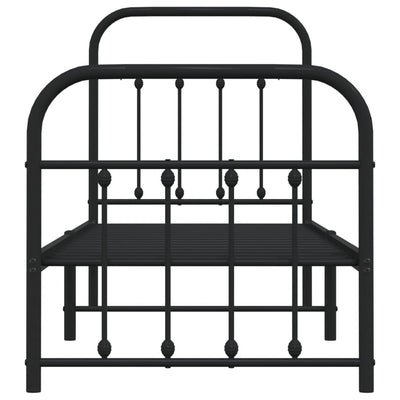 Musta metallinen sängynrunko päädyillä Honorina 75x190cm