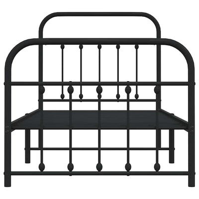 Musta metallinen sängynrunko päädyillä Honorina 90x200cm