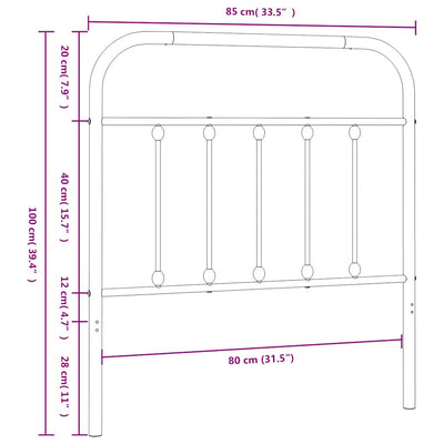 Musta metallinen sängynpääty Mueser 80cm