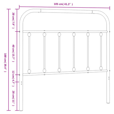Metallinen sängynpääty musta 100 cm