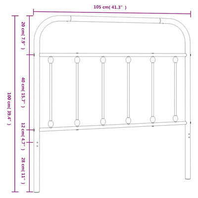 Musta metallinen sängynpääty Mueser 100cm