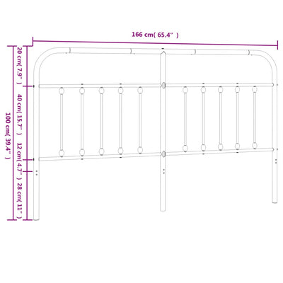 Metallinen sängynpääty musta 160 cm
